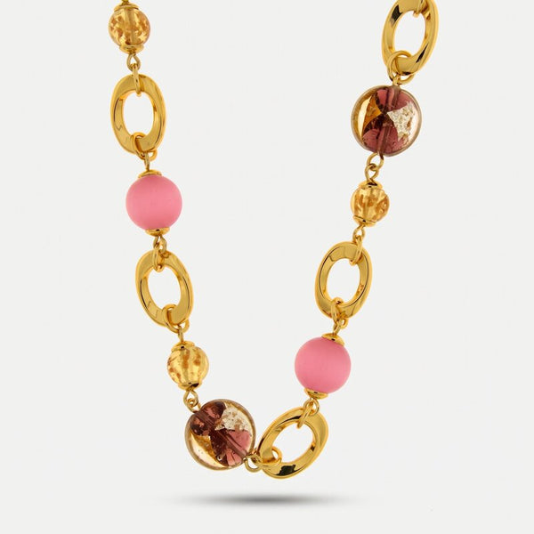 Collana in Metallo con cristalli rosa ispirati all'art glass - BYSIMON gioielli
