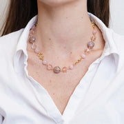 Collana in Metallo con cristalli rosa ispirati al vetro di Murano