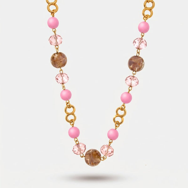 Collana in Metallo con cristalli rosa ispirati all'art glass - BYSIMON gioielli
