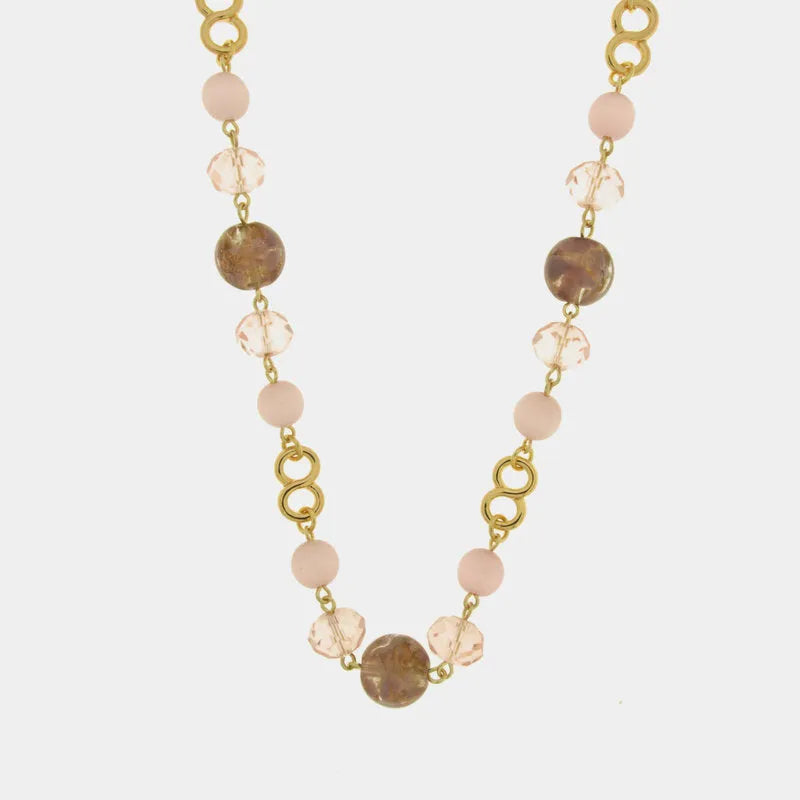Collana in Metallo con cristalli rosa ispirati al vetro di Murano