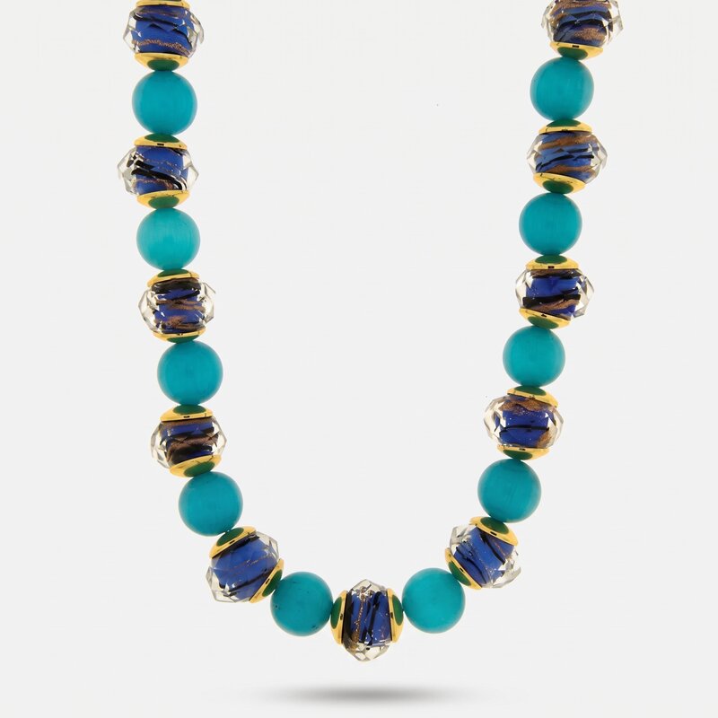Collana in Metallo con cristalli blu ispirati all'art glass - BYSIMON gioielli
