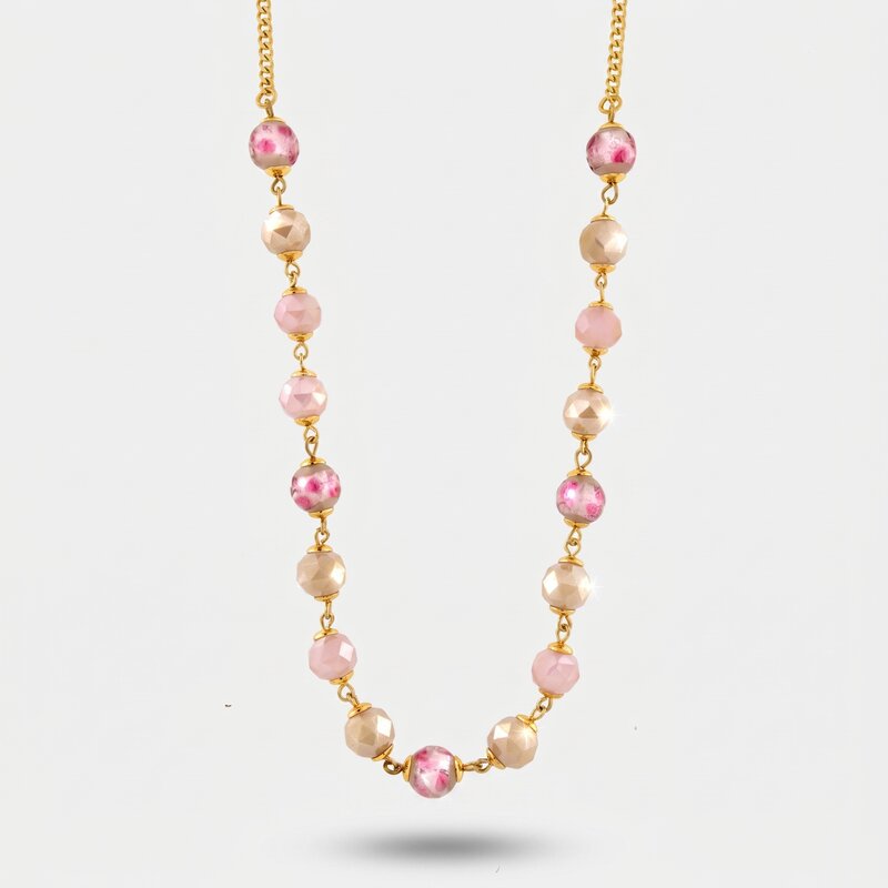 Collana in Metallo con cristalli rosa ispirati all'art glass - BYSIMON gioielli