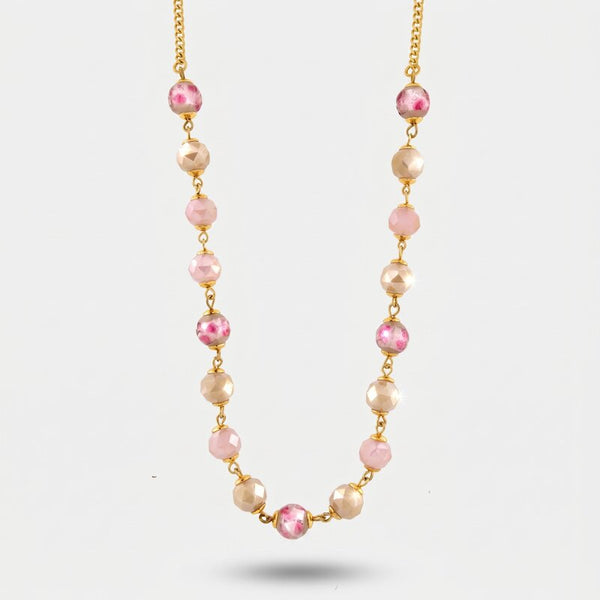 Collana in Metallo con cristalli rosa ispirati all'art glass - BYSIMON gioielli