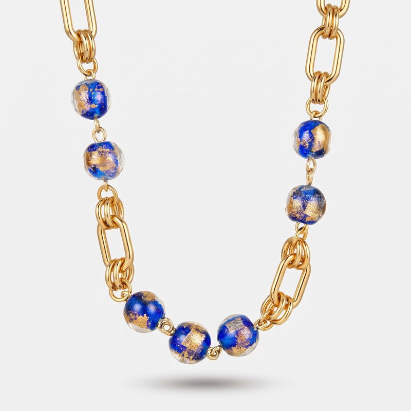 Collana in Metallo con cristalli blu ispirati all'art glass - BYSIMON gioielli