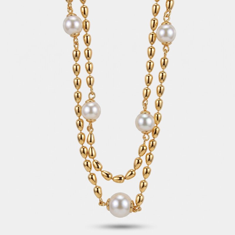 Collana in Metallo multifilo con perle - BYSIMON gioielli