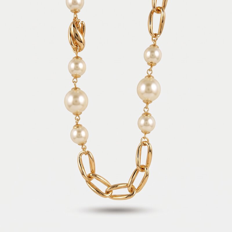 Collana in Metallo a catena con perle - BYSIMON gioielli