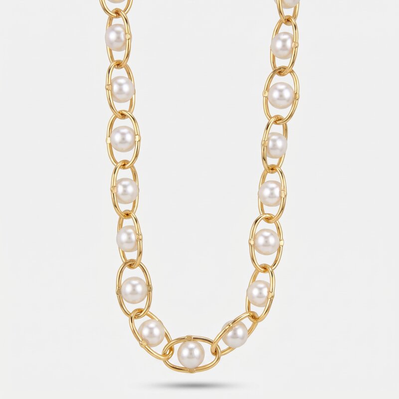 Collana in Metallo a catena con perle - BYSIMON gioielli