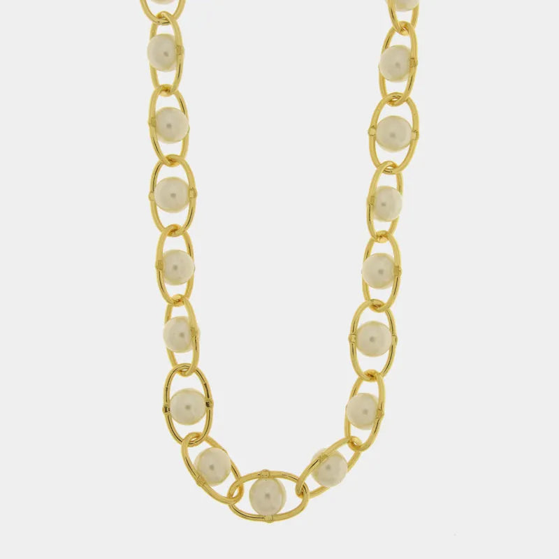 Collana in Metallo a catena con perle
