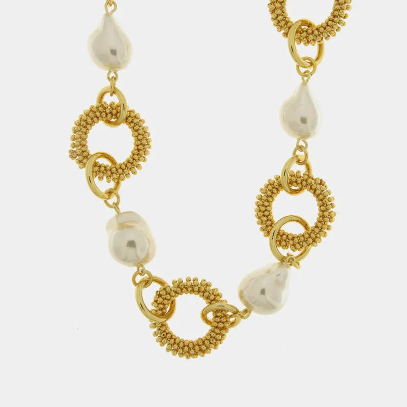 Collana in Metallo cerchi intrecciati con perle
