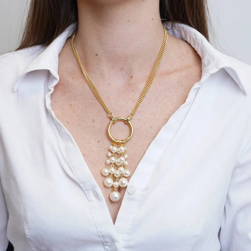 Collana in Metallo cerchio con con perle pendenti AMOVENEZIA - gioiello BySimon