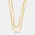 Collana in Metallo doppia catena e cristalli rosa - BYSIMON gioielli