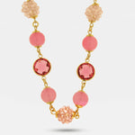 Collana in Metallo con sfere e cristalli rosa - BYSIMON gioielli