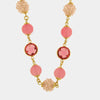 Collana in Metallo con sfere e cristalli rosa