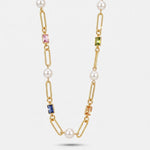 Collana in Metallo a catena con cristalli colorati - BYSIMON gioielli