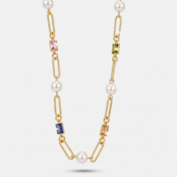Collana in Metallo a catena con cristalli colorati - BYSIMON gioielli