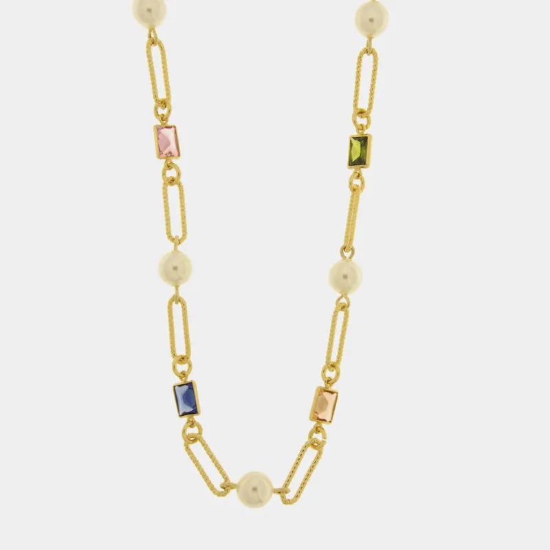 Collana in Metallo a catena con cristalli colorati
