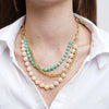 Collana in Metallo mutlifilo con cristalli verdi, perle e catene