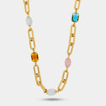 Collana in Metallo a catena con cristalli colorati - BYSIMON gioielli