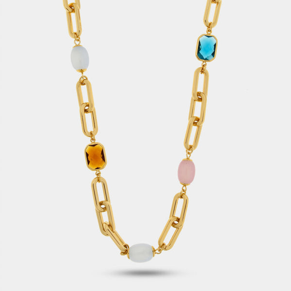 Collana in Metallo a catena con cristalli colorati - BYSIMON gioielli