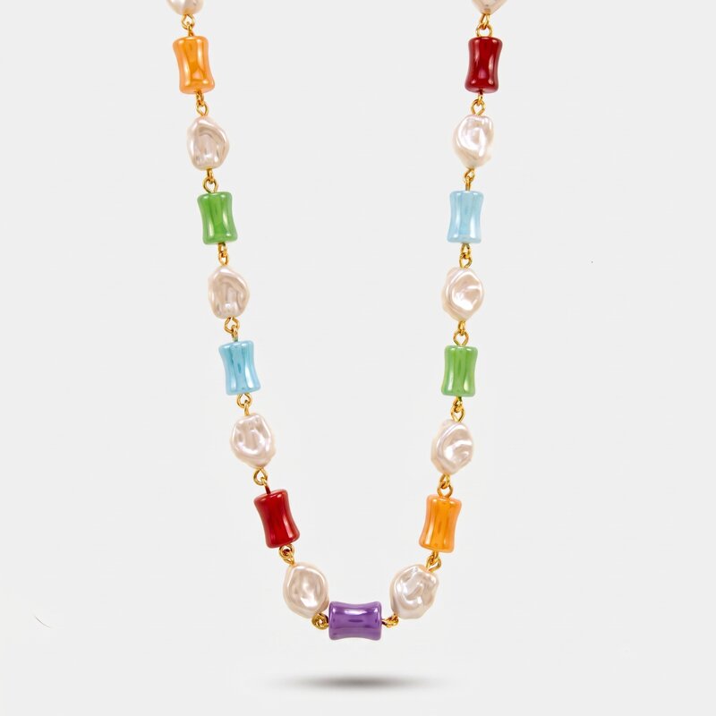 Collana in Metallo con cristalli e sfere colorate - BYSIMON gioielli