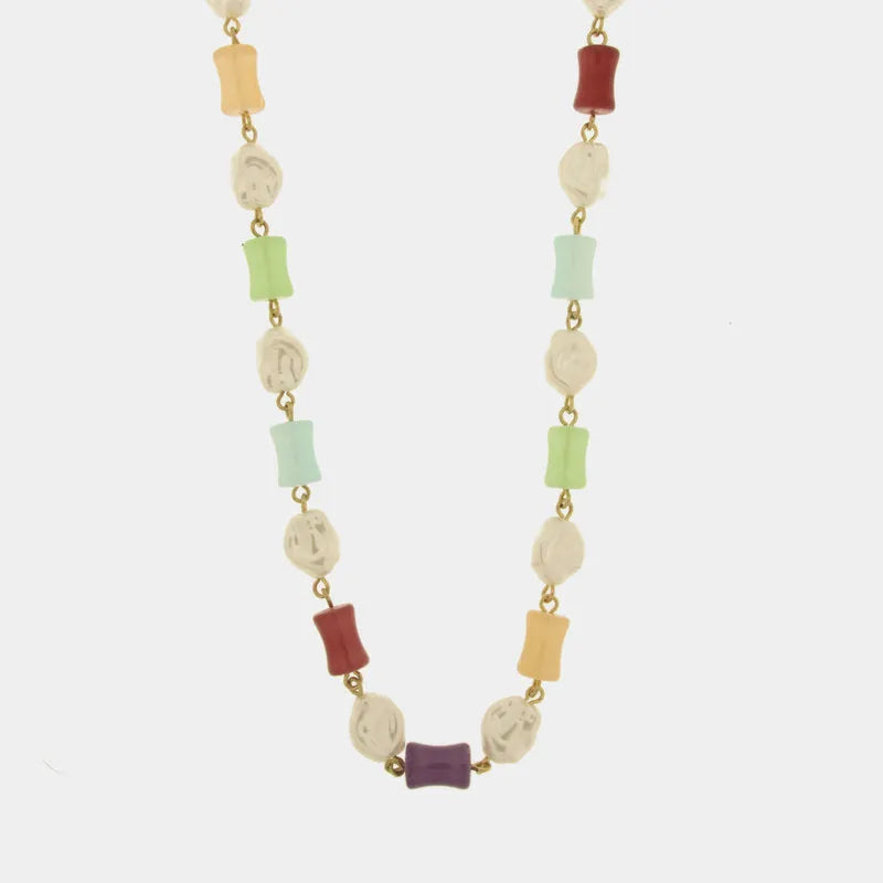 Collana in Metallo con cristalli e sfere colorate