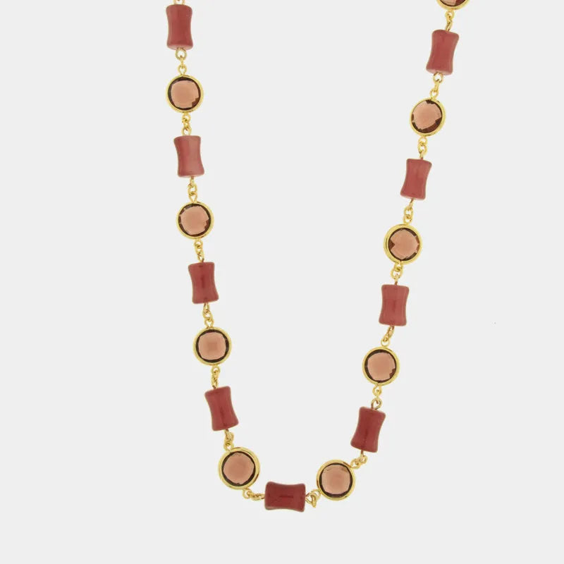 Collana in Metallo con cristalli rossi