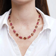 Collana in Metallo con cristalli rossi