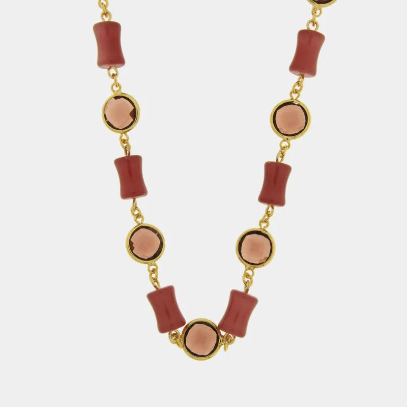 Collana in Metallo con cristalli rossi