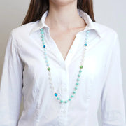 Collana in Metallo con cristalli verdi e bianchi