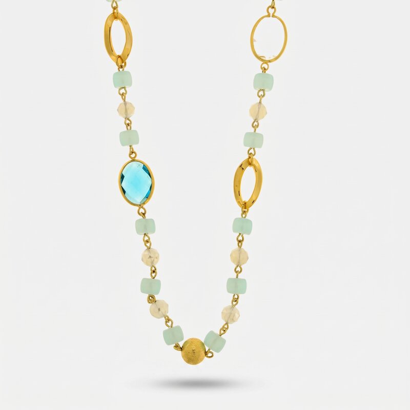 Collana in Metallo con cristalli azzurri - BYSIMON gioielli