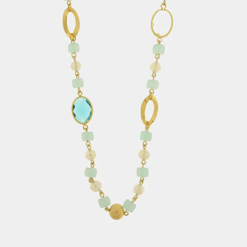 Collana in Metallo con cristalli azzurri