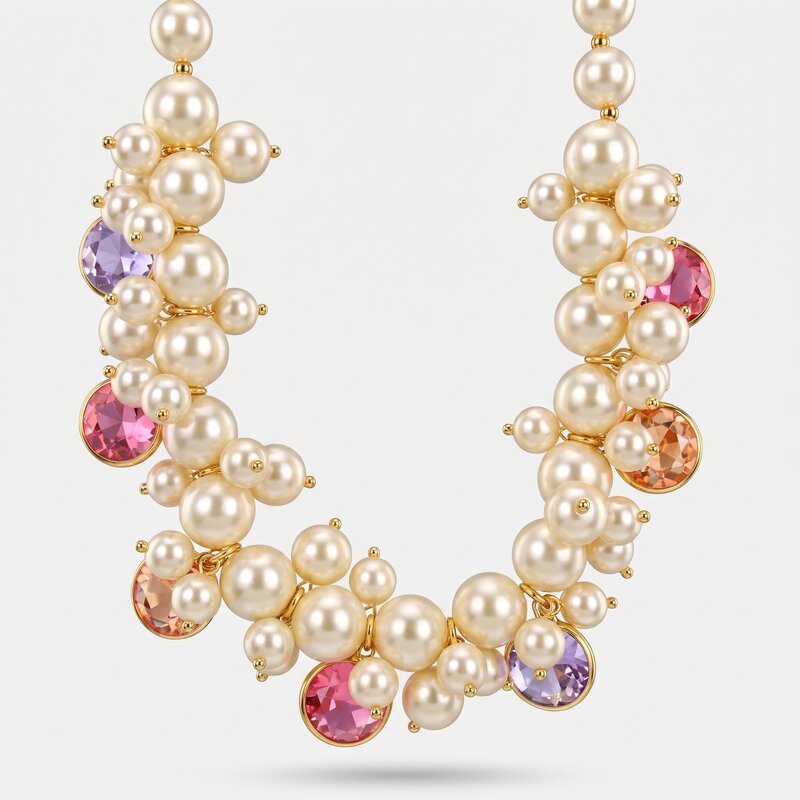 Collana in Metallo con perle e cristalli colorait - BYSIMON gioielli