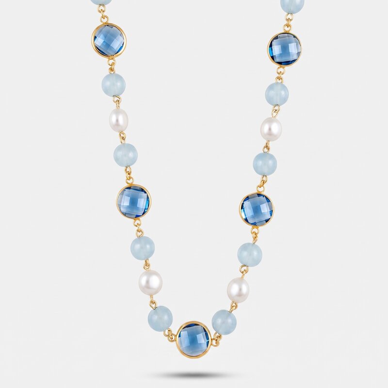 Collana in Metallo con cristalli blu - BYSIMON gioielli