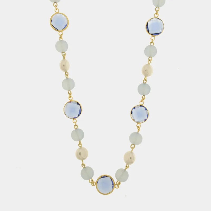 Collana in Metallo con cristalli blu - BYSIMON gioielli