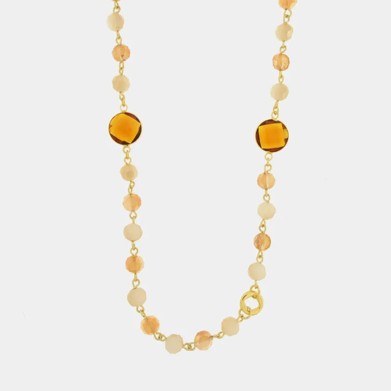 Collana in Metallo con cristalli marroni