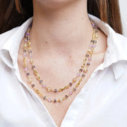 Collana in Metallo mutlifilo con cristalli colorati