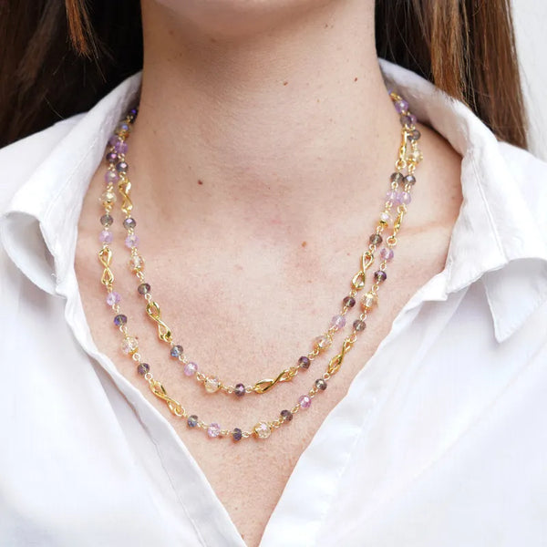 Collana in Metallo mutlifilo con cristalli colorati AMOVENEZIA - gioiello BySimon