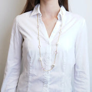 Collana in Metallo con cristalli bianchi e perle