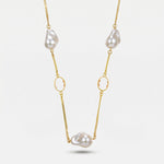 Collana in Metallo con cristalli bianchi e perle - BYSIMON gioielli