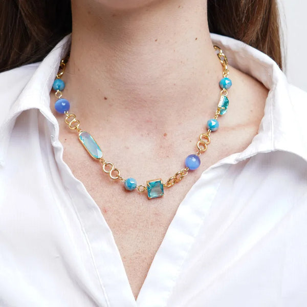 Collana in Metallo con cristalli colorati AMOVENEZIA - gioiello BySimon
