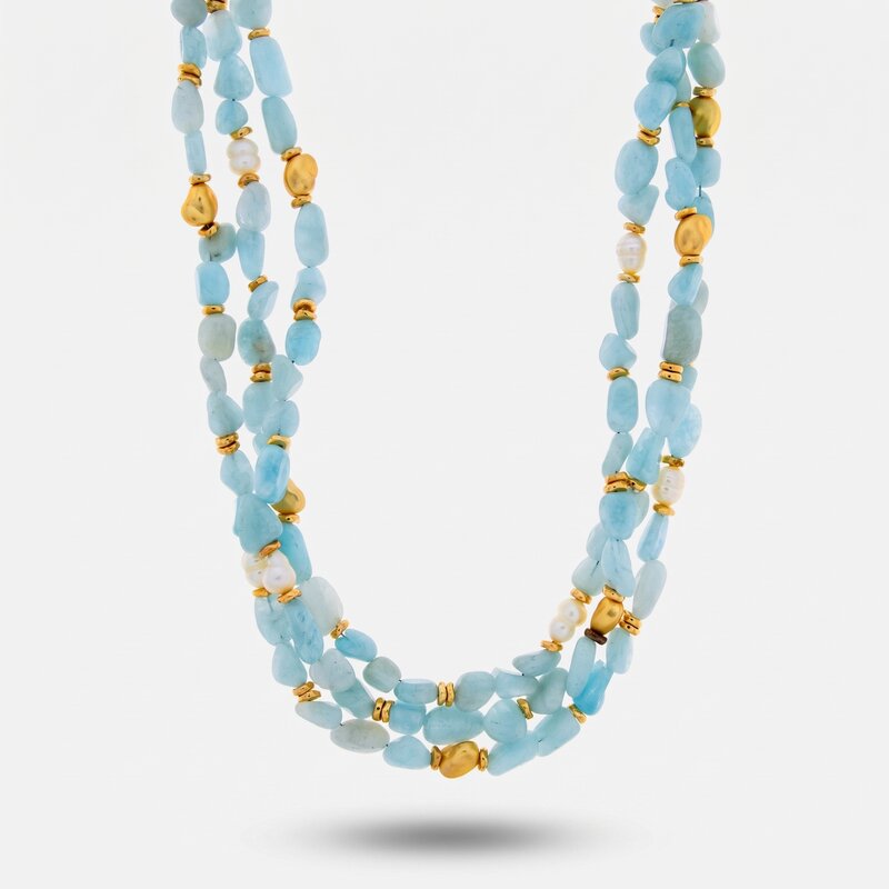 Collana in Metallo multifilo con cristalli verdi ispirati all'art glass - BYSIMON gioielli