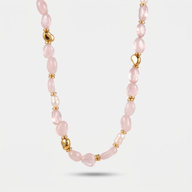 Collana in Metallo con cristalli rosa ispirati all'art glass - BYSIMON gioielli