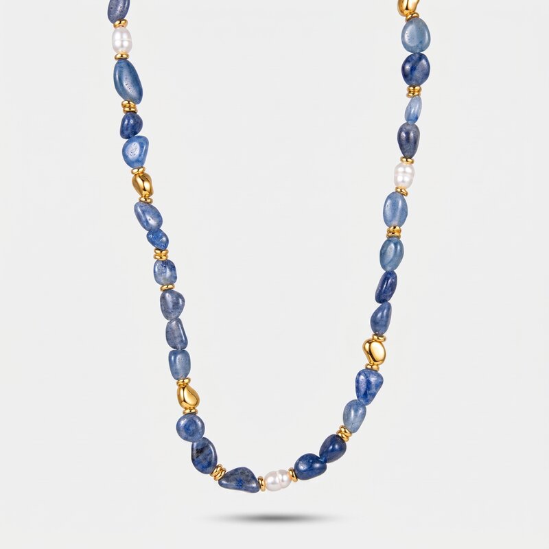 Collana in Metallo con cristalli blui ispirati all'art glass - BYSIMON gioielli