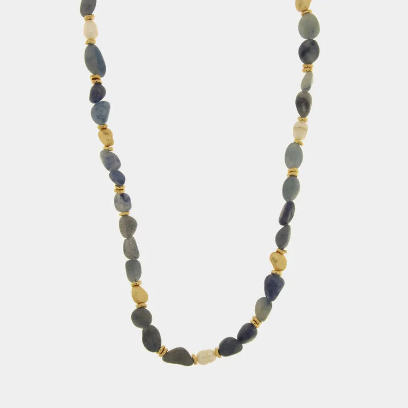 Collana in Metallo con cristalli blui ispirati al vetro di Murano