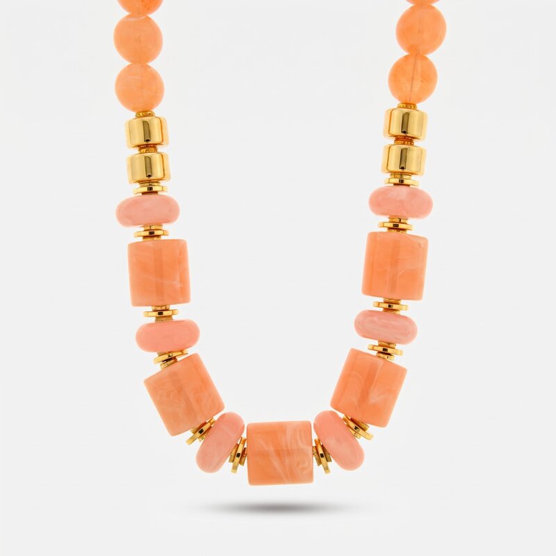 Collana in Metallo con cristalli arancio ispirati all'art glass - BYSIMON gioielli