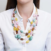 Collana in Metallo multifilo con cristalli colorati ispirati al vetro di Murano