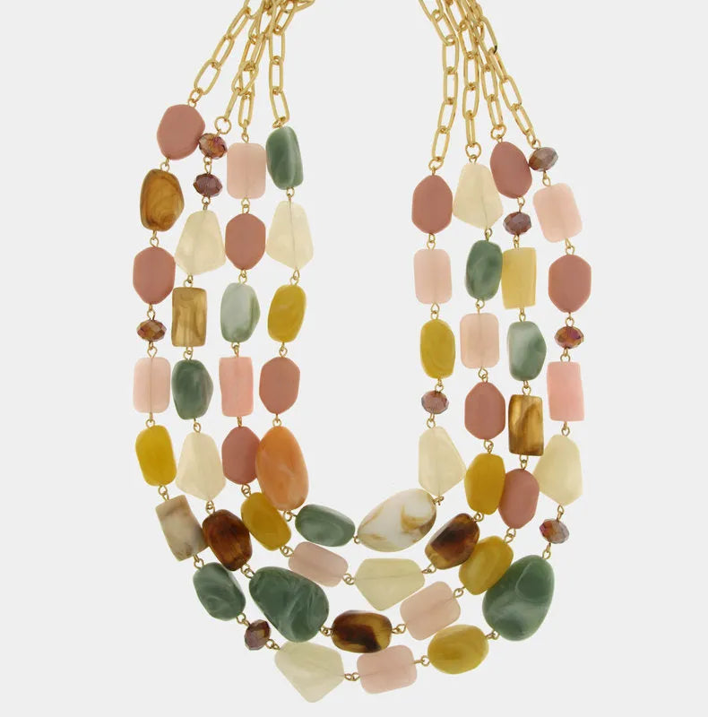 Collana in Metallo multifilo con cristalli colorati ispirati al vetro di Murano