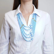 Collana in Metallo multifilo con cristalli blu ispirati al vetro di Murano