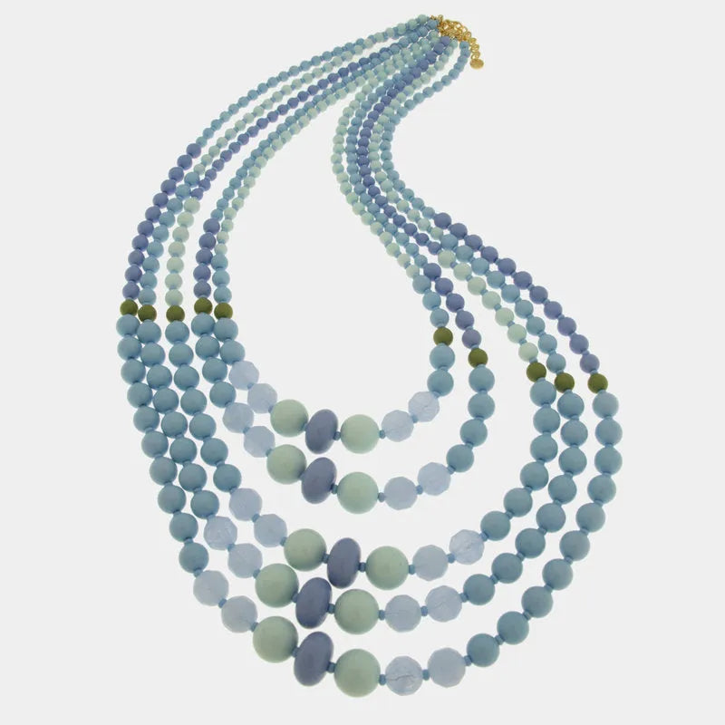 Collana in Metallo multifilo con cristalli blu ispirati al vetro di Murano AMOVENEZIA - gioiello BySimon