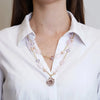 Collana in Metallo multifilo con cristalli rosa ispirati al vetro di Murano e fiore